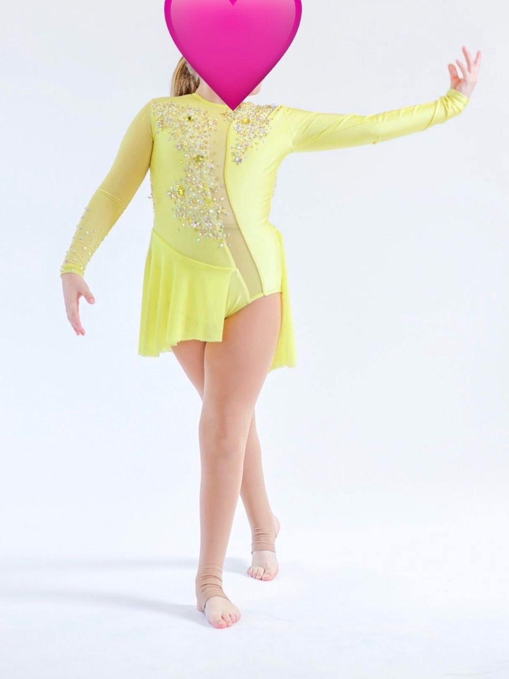 Yellow Girls' Dance Costume with Stones